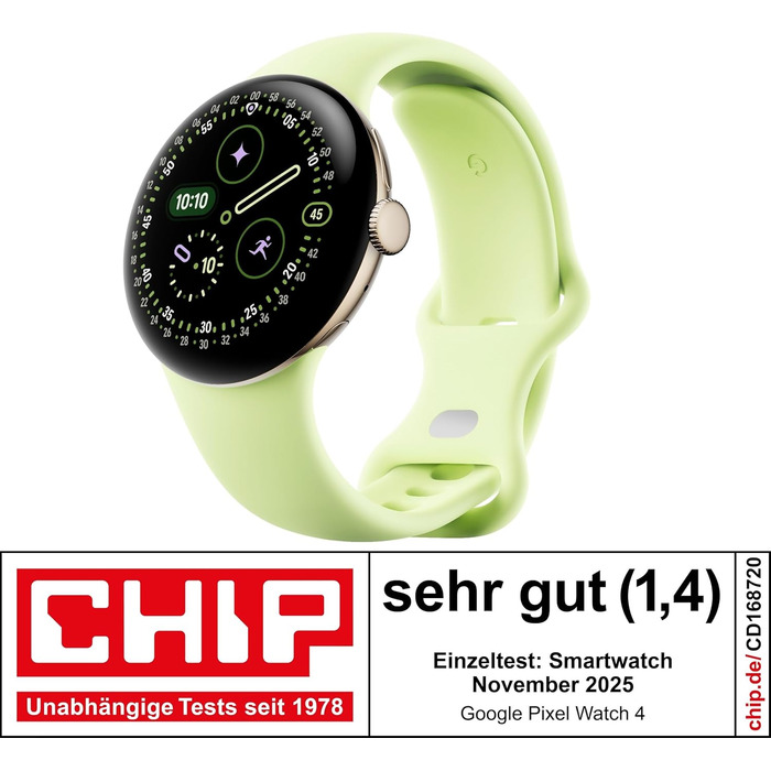 Мм) смарт-годинник Android із вигнутим дисплеєм, відстеженням фітнесу та підтримкою Gemini алюмінієвий корпус кольору шампанського золота спортивний ремінець кольору лемонграсу Wi-Fi кольору шампанського золота / лемонграсу 41 мм, 4 (41