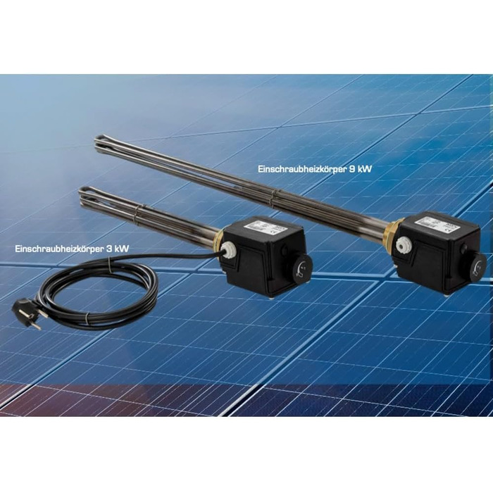 Електричний нагрівальний елемент 3 кВт, різьба 1 1/2&quot, регульований, для вкручуваних нагрівальних елементів, сонячний