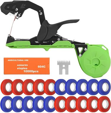 Плоскогубці для обв&39язування рослин, машина для обв&39язування рослин, обв&39язки для рослин, опора для шпалери, садовий інструмент, інструмент для обв&39язування помідорів, огірків, фруктових дерев, винограду, зі степлером, рулони зеленої стрічки