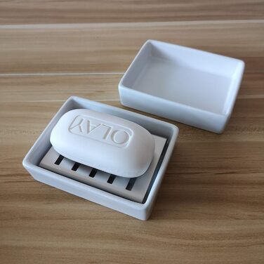 Керамічна мильниця Lofekea, мильниця з нержавіючої сталі для ванни та душу, двошарова зливна мильниця