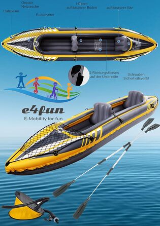 Надувний каяк для 2 осіб, 350 x 78 x 52 см, з аксесуарами