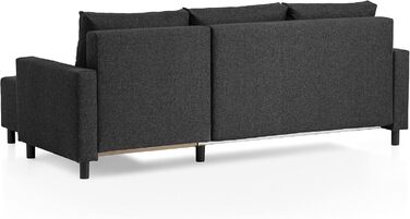 Диван-ліжко Traumnacht Avallon, L-подібний кутовий диван зі сном та місцем для зберігання речей у пуфі, виготовлений за німецькими стандартами якості, антрацит, 136 x 224 x 80 см