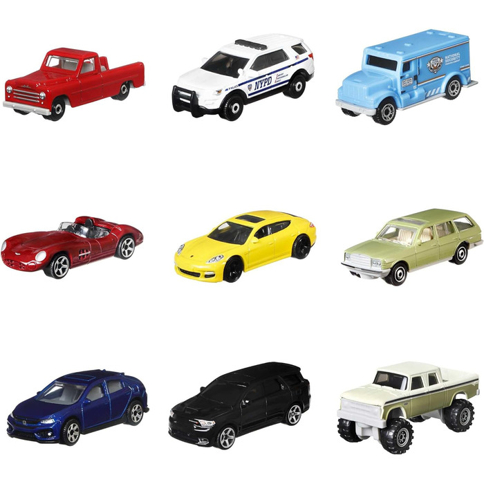 Подарунковий набір MATCHBOX - 9 литих автомобілів для годин розваг, включаючи ексклюзивний дизайн, найкращий автопарк з усіма набо