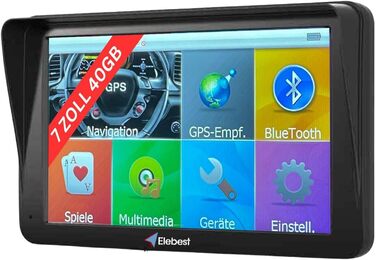 Дюймовий (17,8 см) GPS-навігатор для автомобілів та автофургонів 2025 року 40 ГБ пам&39яті, Bluetooth, система hands-free, радар-детектор, карти Європи з довічними оновленнями, 70A Navi 7-