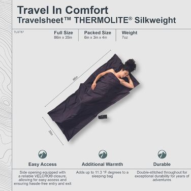 Спальний мішок Cocoon Thermo Silk Спальний мішок Travel Sheet Silkweight - Thermolite Silk volcano сірий 0