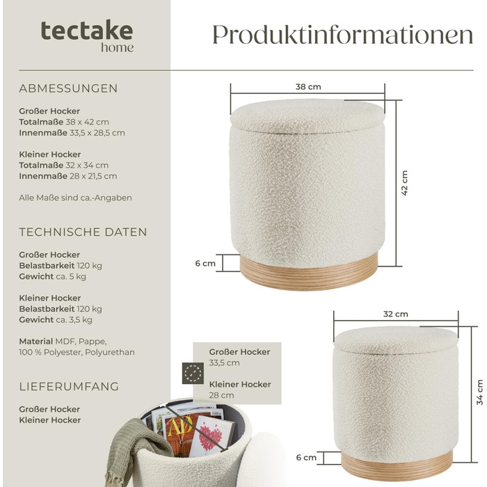Набір із 2 стільців для зберігання речей, тканина букле ведді, скандинавський стиль, пуф, круглий м&39який стілець для туалетного столика, меблі для спальні, вітальні, коридору, стілець для зберігання речей для дому