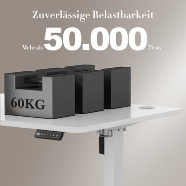 Стіл Airfish з регульованою висотою 140x60 см з USB-портом, електрично регульований стіл з функцією пам&39яті, 73-118 см, білий