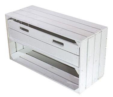 Білі дерев&39яні ящики з шухлядами та відділеннями - місце для взуття та шапок, шарфів, рукавичок (68x40x30см, широкий ящик для фруктів з шухлядою, 68x40x30см) Широкий ящик для фруктів з шухлядою 68x40x30см 68x40x30см