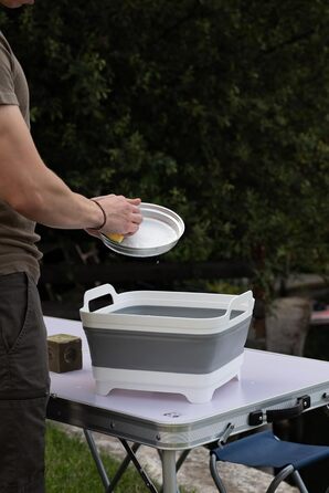 Висувна миска Cao 9 літрів для дорослих унісекс сіро-біла 30,5 x 30 см - В 20 см (розкрита) - В 7 см (складена)