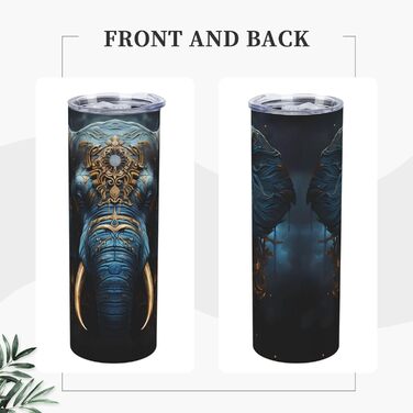 Кухоль з прямою трубочкою, дизайн моторошний слон, принт, дорожній кухоль, підходить для кемпінгу, офісу та дому, 590 мл