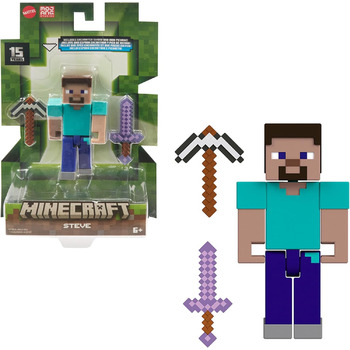 Фігурки та аксесуари Mattel Minecraft, точно в масштабі, приблизно 8 см заввишки, з піксельним дизайном (фігурки можуть відрізнятися) HTN05