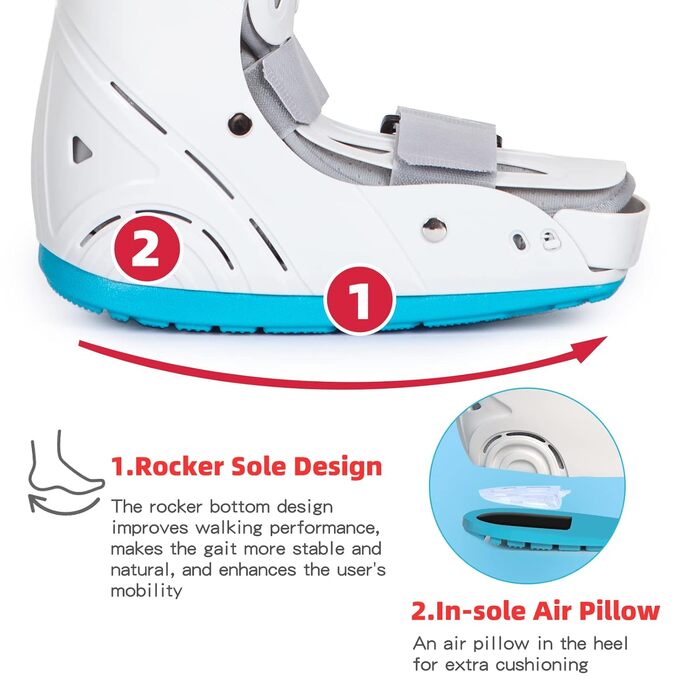 Медичні надувні черевики для ходьби, високі черевики для ходьби, черевики для переломів, повітряні ходунки, ортез для розтягнень щиколоток, відновлення після болю в стопі, стресових переломів, переломів стопи, ахіллового тендиніту (M)