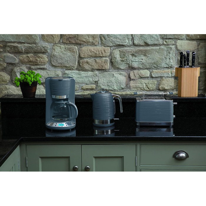 Чайник Russell Hobbs 1,7 л, 2400 Вт Inspire сірий з високоякісною глянцевою структурою (функція швидкого закипання, знімний фільтр