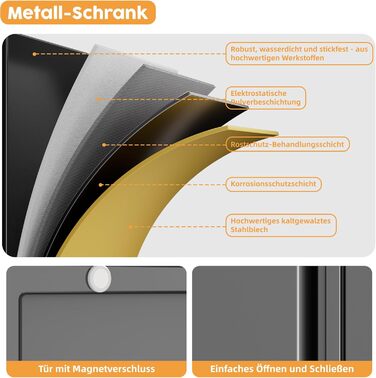 Металева шафа для документів з одними дверима, 88x40x35 см, 2 полиці з регульованою висотою, міцна металева шафка для документів, файлів та офісного приладдя (чорна)
