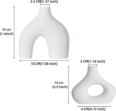 Біла керамічна ваза Sawoake Набір з 2 подвійних гірських ваз для прикраси в стилі сучасного бохо-північного мінімалізму - вази для вітальні, весілля, обіднього столу, вечірки, офісу та спальні