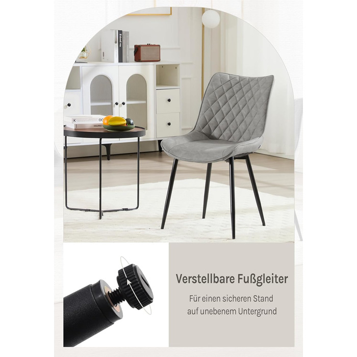 Обідні стільці WOLTU, Комплект з 2 шт. , Кухонні стільці, Стільці для вітальні, М&39які стільці зі спинкою, Для їдальні, Кухні, Вітальні, Офісу, Сидіння зі штучної шкіри, Металеві ніжки, Сірий BH210gr-2 Сіра штучна шкіра