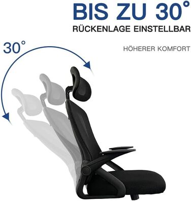 Ергономічне офісне крісло, стілець для роботи з регульованими підлокітниками, 3D-підголівником та 3D-поперековою опорою, офісне крісло з функцією гойдання та нахилу (біле та чорне) Оновлення підголівника в білому та чорному варіантах