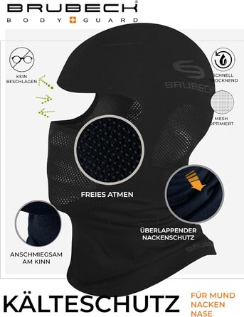 Унісекс-каркас BRUBECK Балаклава Функціональний Мериносова вовна Багатофункціональний шарф Шарф на шию Шарф на шию, розмір S, чорний