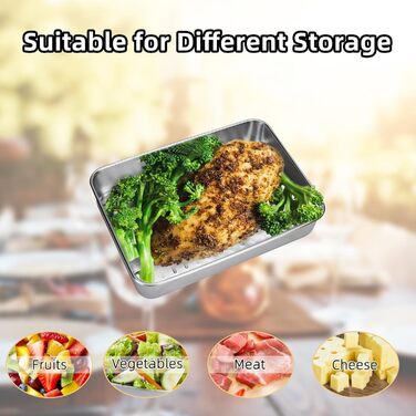 Набір із 4 контейнерів для свіжих делікатесів, харчові контейнери з нержавіючої сталі, штабельовані холодильні контейнери, придатні для охолодженого та замороженого зберігання сиру, ковбаси та інших продуктів.