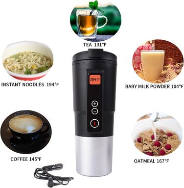 Вольтовий чайник для автомобільних подорожей Кружка з електричним підігрівом з контролем температури для збереження тепла з РК-дис