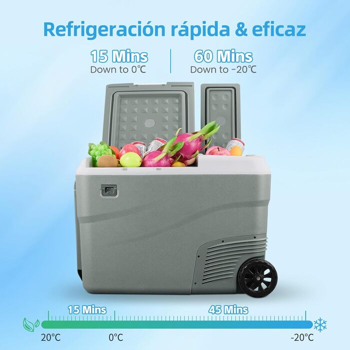 Портативний електричний холодильник, 38 л, подвійна зона охолодження, портативний, 12 В / 24 В постійного струму 100 240 Вольт змі