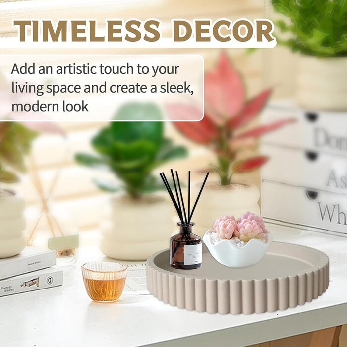 Круглий декоративний піднос, мінімалістичний піднос, декоративний піднос для свічок, органайзер для домашнього декору для вітальні, бару, напоїв, вечірки, дому, кухні (чорний)