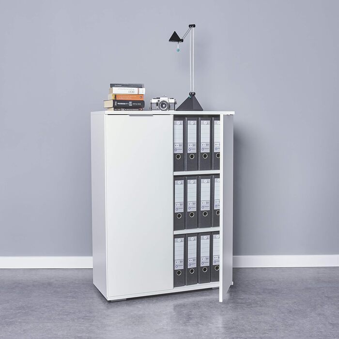 Білий комод, шафа для документів, 80,2 x 109,5 x 35 см, шафа для файлів, багатоцільова шафа, книжкова шафа, офісні меблі, комбінований, універсальна шафа, шафа для зберігання, офісні меблі