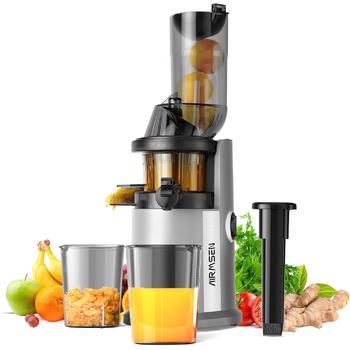 Повільна соковижималка AIRMSEN, соковижималка для овочів і фруктів з великим отвором для подачі 82 мм для соку з цілих фруктів, ма
