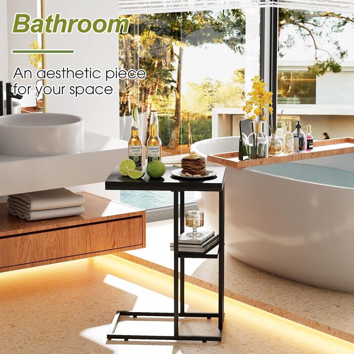 С-подібний приставний столик, приставний столик до дивана, журнальний столик, маленький столик, столик до дивана, тумбочка для ліжка, бічний столик, приставний столик до дивана, маленький столик для ноутбука, столик до дивана, дерев&39яне оздоблення, чорн