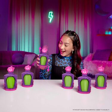 Міні-ляльки Monster High Potions та аксесуари, фігурки-сюрпризи заввишки приблизно 7 см у пляшці для демонстрації з водяною кришкою та брелоками (персонажі можуть відрізнятися), кольорові HYB10