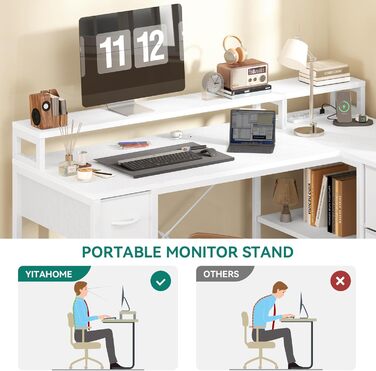 Подібний письмовий стіл із USB-портом для зарядки та розеткою, двосторонній кутовий стіл із 4 шухлядами та полицею, ігровий стіл із підставкою для монітора, 140x100 см, комп&39ютерний стіл для офісу, білий