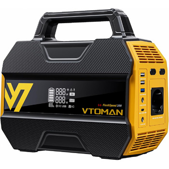 Портативна електростанція VTOMAN FlashSpeed 300, сонячний генератор потужністю 300 Вт - 230 Втгод з акумулятором LiFePO4, вихід 100 Вт USB-C/230 В змінного струму, мобільна станція зберігання енергії для дому, кемпінгу, автофургона, риболовлі