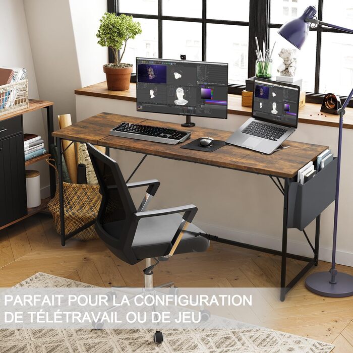 Стіл Devoko, комп'ютерний стіл, офісний стіл з сумкою для зберігання, стійкий стіл для ПК, кабінет для домашнього офісу, спальня,