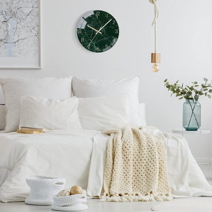 Скляний настінний годинник VIKMARI безшумний настінний годинник без цокання - якісний кварцовий годинник на батарейках круглий 12-