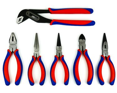 Набір інструментів Zangen (6 предметів) плоскогубці, гострогубці, кусачки, круглогубці, розвідний ключ, пасатижі (10) та плоскогубці, гострогубці, кусачки, круглогубці (6)