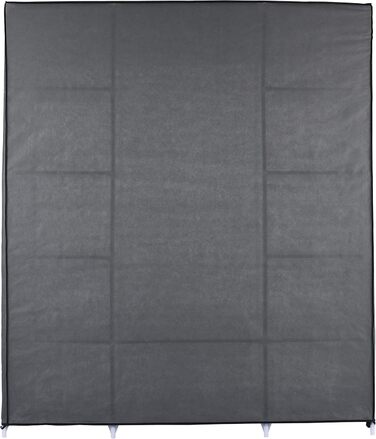 Тканинна шафа Ribelli з 12 відділеннями та вішалки для одягу, приблизно 175 x 150 x 45 см, Складана шафа з вілу, Шафа для спальні, вітальні, гардеробної, Сірий, 12 відділень, Сірий