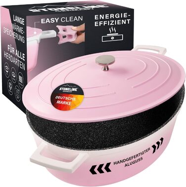 Каструля для запікання з кришкою індукційна 32 см, 6,6 л, лита алюмінієва каструля з покриттям зі справжніх кам'яних частинок, кас