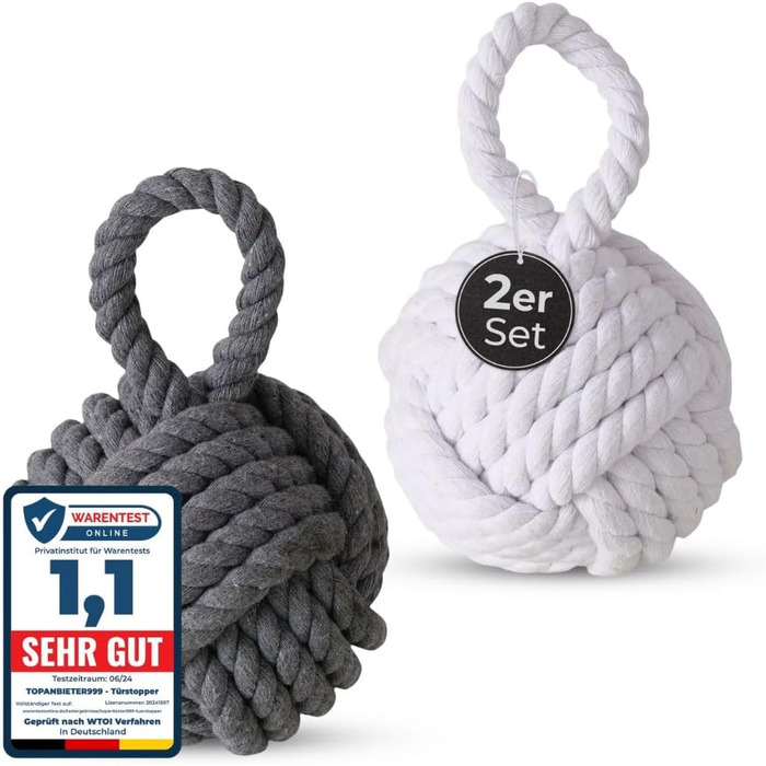 Набір з 2 декоративних дверних заглушок джут сірий і білий дверний тримач віконний буфер підлоговий заглушка джут B 2035145, 999