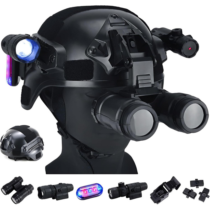 Тактичний комплект шолома та захисного жилета для дітей з ліхтариком, багатофункціональне бойове спорядження для косплею, страйкболу та ігор на свіжому повітрі, чорний
