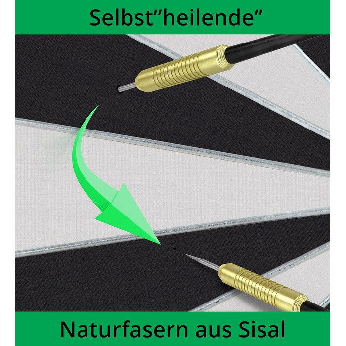 Комплект мішені для дротиків Stagecaptain DBS-1715C Bullseye Champion - професійна мішень для дротиків із сизалевої сталі - регульована по висоті чорна підставка для дротиків із сумкою - 6 дротиків та 4 комплекти дергаків