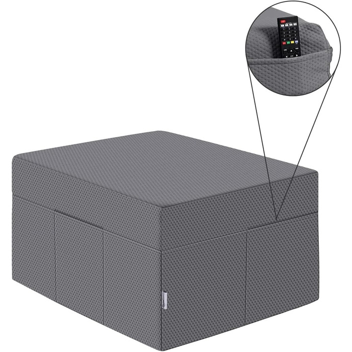 Складаний матрац для гостей з піни з ефектом пам&39яті з чохлом, середньої жорсткості, 75 x 195 x 10 см, сірий Матрац 75 x 195 x 10 см з чохлом