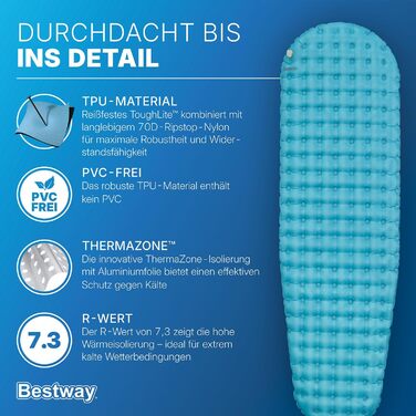 Надувний килимок для сну Bestway AlpineLite для мам, 183 x 51 x 7,5 см, звичайна повітряна подушка