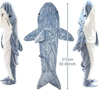 Ковдра з акулою для дорослих - ковдра з акулою, яку можна носити, затишна фланелева ковдра з акулою, затишна піжама, один розмір, худі з акулою - супер м&39яка та затишна
