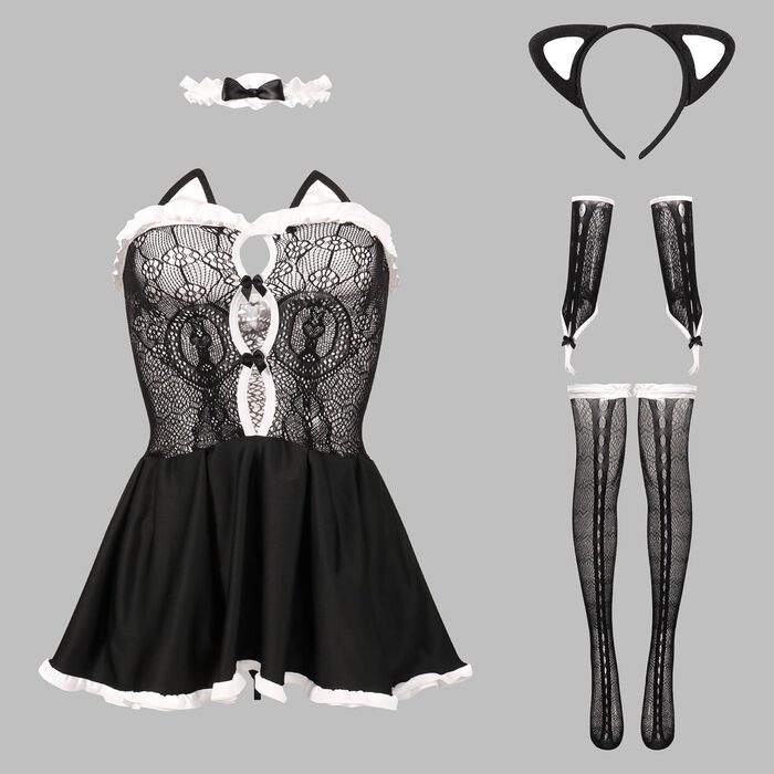 Жіночий костюм «Кошка» Avidlove, мереживний, з вушками та аксесуарами
