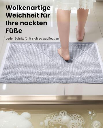 Великий комплект килимків для ванної кімнати з 2 предметів, нековзний килимок для ванної, що миється, сірий килимок для ванної, килимок для ванної в стилі бохо, ромбічні килимки для ванної кімнати, декор для пральні, 51 x 120 см килимок для ванної 46 x 77