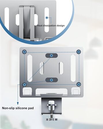 Тримач для ноутбука з поворотним механізмом на 360, алюмінієва підставка для ноутбука на стіл, регульована, складна підставка/тримач для ноутбуків та планшетів 10-16 дюймів, сріблястий