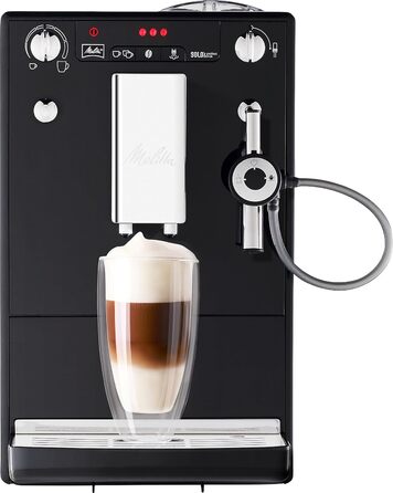 Повністю автоматична кавоварка - з молочною системою - піноутворювач молока - 3-ступінчаста регульована міцність кави - чорна (E957-201) Чорна повністю автоматична кавоварка