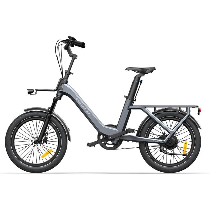 Електричний велосипед, двигун BAFANG, ремінний привід, перемикання двох режимів, електровелосипед 20 дюймів, 2/3 швидкості, жіночий/чоловічий електровелосипед сірого кольору Air One Pro (2 швидкості)