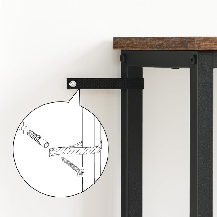 Вузький консольний столик HOOBRO, бічний столик 75 см, столик для передпокою, невеликий столик для демонстрації, диван-столик для невеликих приміщень, для входу, передпокою, вінтажний коричнево-чорний EBF79XG01 Вінтажний коричневийчорний