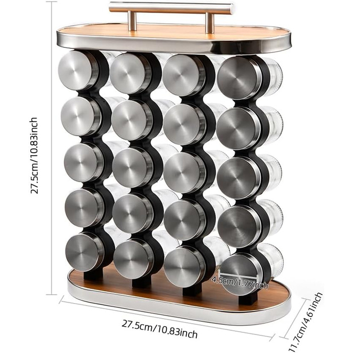 Органайзер для спецій, 20 склянок для зберігання спецій з ручкою для кухонної комори